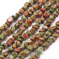 Chapelets de perles en jaspe de rhyolite naturelle, pépites, 3~5x3~5x3~8mm, Trou: 1mm, Environ 85~90 pcs/chapelet, 15.7 pouce (40 cm)