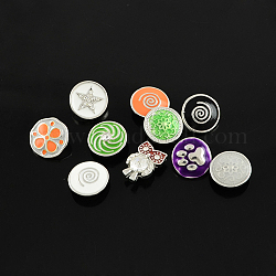 Stili misti bottoni a pressione gioielli in lega di zinco, con strass o smalto, rotondo e piatto, colore metallico platino, colore misto, 13~9x5~6mm, pomello 4~5mm