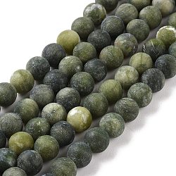 Chapelets de perles rondes en jade taiwan mat naturel, 8mm, Trou: 1mm, Environ 46 pcs/chapelet, 15 pouce