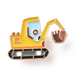 Perno smaltato trattore, distintivo del fumetto in lega d'oro chiaro per i vestiti dello zaino, colorato, 18~26.5x28.5~32x2mm, pin: 1 mm