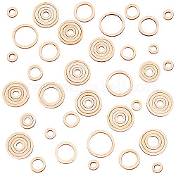 Pandahall – anneaux de liaison ronds en bois, disques en bois, perles, 120 pièce, Tranches de bois vierges inachevées, cercle en bois, pendentifs à breloque, anneaux en macramé pour bijoux, boucles d'oreilles, bricolage, fabrication artisanale, 4 taille