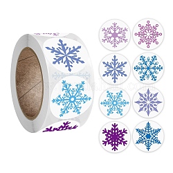 8 шаблон рождественских круглых точечных бумажных наклеек, самоклеющиеся этикетки для рулонов, для конвертов, пузырчатые рассылки и пакеты, снежинка, 25 мм, 500шт / рулон