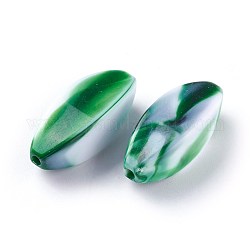 Акриловые шарики Gemstone имитация, лист, зелёные, 30~30.5x10~15 мм, Отверстие : 2.2 мм , около 177 шт / 500 г