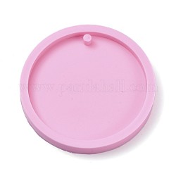 Плоские круглые силиконовые Молды для подвесок своими руками, формы для литья смолы, для уф-смолы, изготовление ювелирных изделий из эпоксидной смолы, розовый жемчуг, 84x10.5 мм, отверстие : 5 мм, внутренний диаметр: 74 мм