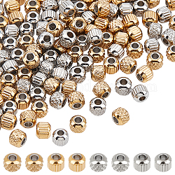Dicosmétique 120pcs 4 style 201 perles en acier inoxydable, Sans cadmium & sans nickel & sans plomb, rondelle, or et acier inoxydable Couleur, 4x3.5mm, Trou: 1.6mm, 30 pièces / style