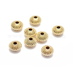 Perle ondulate riempite di oro giallo, 1/20 oro 14k pieno, cadmio & nichel &piombo libero, rondelle, 6x3.5mm, Foro: 1.4 mm