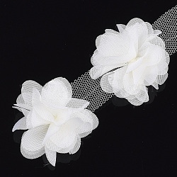 Organza Blumenband, Kostüm-Zubehör, für Partyhochzeitsdekoration und Ohrringherstellung, weiß, 50~60 mm, ca. 10 Hof / Bündel