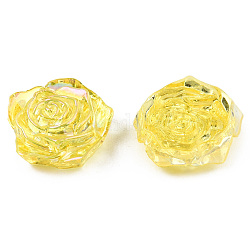 Transparente Cabochons aus ABS-Kunststoff, ab Farbe plattiert, Rose, Gelb, 18x17x6.5 mm