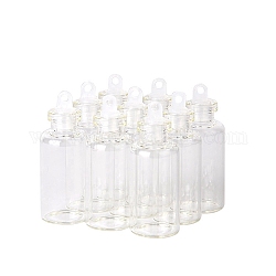 Botella de deseos vacía de vidrio, tubos de almacenamiento de cuentas con tapón de plástico, columna, Claro, 1.8x4 cm, capacidad: 5ml (0.17fl. oz)