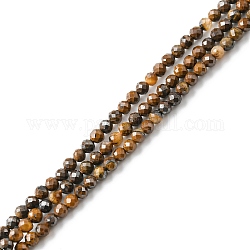 Natürlichen Tigerauge Perlen Stränge, facettiert rund, 2 mm, Bohrung: 0.1 mm, ca. 168~173 Stk. / Strang, 15.35''~15.43'' (39~39.2 cm)