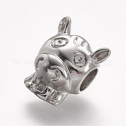 304 Stainless Steel European Beads, Twelve Chinese Zodiac Signs, Horse, Large Hole Beads, 14x12x10mm, Hole: 4.5mm