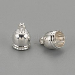 Brass Cord Ends, Silver Color Plated, about 7mm wide, 10mm long, hole: 1.5mm, 5.5mm inner diameter