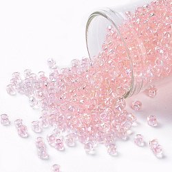 Toho perles de rocaille rondes, Perles de rocaille japonais, (171) ballerine ab teint en rose, 8/0, 3mm, Trou: 1mm, environ 222 pcs/10 g