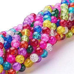 Crackle Glass Beads Strands, Round, Mixed Color, 8~8.5mm, Hole: 1~1.6mm, about 48pcs/strand, 16 inch