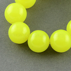 Chapelets de perles en verre imitation jade, peint à la bombe, ronde, jaune vert, 4mm, Trou: 1.1~1.3mm, Environ 200 pcs/chapelet, 31.4 pouce