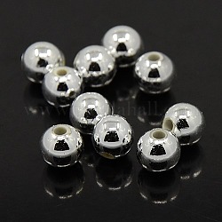 Plating Plastic Acrylic Round Beads, Silver Plated, 14mm, Hole: 2mm, about 300pcs/pound