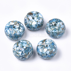 Harz perlen, mit Shell, Flachrund, Deep-Sky-blau, 23x13 mm, Bohrung: 2.5 mm
