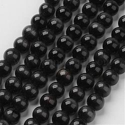 Katzenaugen-Perlen, Runde, Schwarz, 6 mm, Bohrung: 1 mm, ca. 66 Stk. / Strang, 14.5 Zoll / Strang