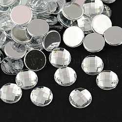 Cabochons de acrílico del Diamante de imitación de Taiwán, la espalda plana y facetas, medio redondo / cúpula, color plateado, 20x6mm