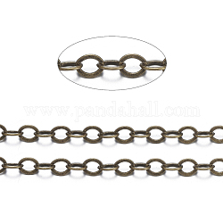 Brass Flat Oval Cable Chains, Soldered, Cadmium Free & Nickel Free & Lead Free, Antique Bronze, 3.5x2.5x0.45mm
