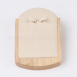 Wood Earring Displays, with Faux Suede, Bisque, 8.8x3.7x12.8cm