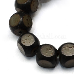 Buddhism Jewelry Findings, Undyed & Natural Bodhi Beads, Cube, Black, 8~9x8~9x8~9mm, Hole: 1mm, about 50pcs/strand, 15.7inch