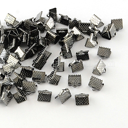Eisenband Crimp-Enden, Metallgrau, 6x7 mm, Bohrung: 2 mm