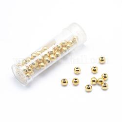 Messing Abstandshalter Perlen, Runde, Bleifrei und Cadmiumfrei und Nickel frei, echtes 18k vergoldet, 5 mm, Bohrung: 1 mm, 50 Stück / Karton