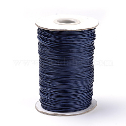 Braided Korean Waxed Polyester Cords, Prussian Blue, 0.5mm, about 160yards/roll