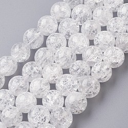 Naturelles craquements perle de cristal brins, ronde, 12~13mm, Trou: 1mm, Environ 33 pcs/chapelet, 15.5 pouce (39.5 cm)