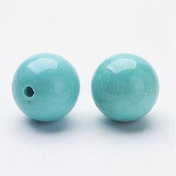 Perles de magnésite naturelle, teints et chauffée, la moitié foré, ronde, turquoise, 8~8.5mm, Trou: 1mm