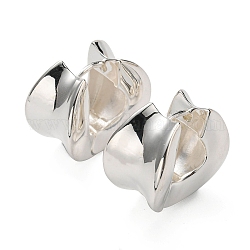 Толстые латунные серьги-кольца с покрытием стойки, без свинца и без кадмия, серебряные, 22x23x14.5 мм