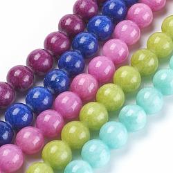 Chapelets de perles en jade jaune naturel, teinte, ronde, couleur mixte, 16mm, Trou: 1mm, Environ 25 pcs/chapelet, 15.75 pouce