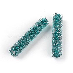 Glass Rhinestone Beads, For DIY Jewelry Craft Making, Tube, Emerald, 32~33x6mm, Hole: 0.8mm