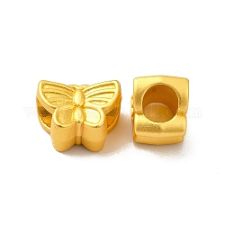 Perline europei cremagliera in lega placcatura, perline con foro grande, farfalla, colore oro opaco, 9x12.5x8.5mm, Foro: 5 mm