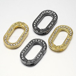 Пружинные кольца из сплава, овальные кольца, со стразами, разноцветные, 29x18x4 мм, отверстие : 20x9 мм