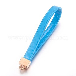 Multifunction PU Leather Mobile Straps, with Plastic Findings, Deep Sky Blue, 107~109x9.5~10mm