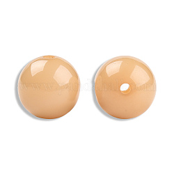 Perles de résine opaques, ronde, burlywood, 12x11.5mm, Trou: 1.6~1.8mm