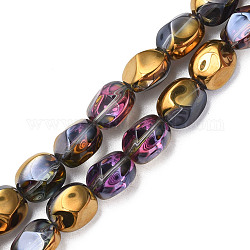 Chapelets de perles en verre électroplaqué, demi-plaqué, couleur ab , ovale, verge d'or, 12x10.5x10mm, Trou: 1.2mm, Environ 50 pcs/chapelet, 23.62 pouce (60 cm)