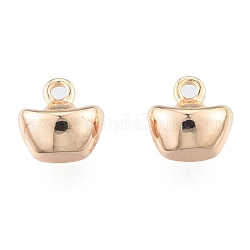 Brass Charms, Cadmium Free & Nickel Free & Lead Free, Ingot, Real 18K Gold Plated, 7.5x7.5x5mm, Hole: 1.2mm