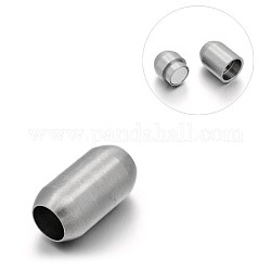 Matte 304 Stainless Steel Barrel Magnetic Clasps with Glue-in Ends, Stainless Steel Color, 19x10mm, Hole: 6mm