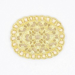 Oval Zinc Alloy Filigree Joiners, Lead Free & Nickel Free, Golden, 28x34.5x4mm, Hole: 3mm