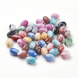 Abalorios de acrílico, estilo de imitación de piedras preciosas, oval, color mezclado, 11~11.5x8mm, agujero: 2 mm, aproximamente 1100 unidades / 500 g