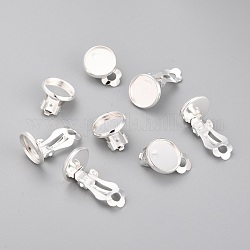 304 Ohrringeinstellung aus Edelstahl, Flachrund, Silber, 16.5x12x8 mm, Bohrung: 3 mm, Fach: 10 mm
