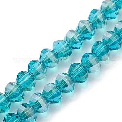 Chapelets de perles en verre transparent électrolytique, facette, rondelle, turquoise foncé, 8x6mm, Trou: 1.2mm, Environ 80 pcs/chapelet, 19.29'' (49 cm)