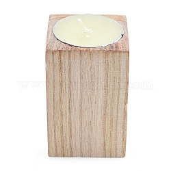 Portacandele in legno naturale, con candele all'interno, cuboide, papayawhip, 7.1~7.2x4.4~4.5x4.4~4.5cm