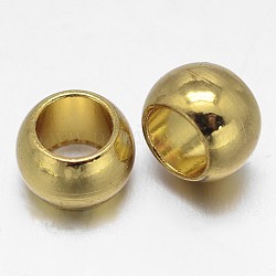 Rondelle латунные бусины, золотые, 6x4 мм, отверстие : 4 мм