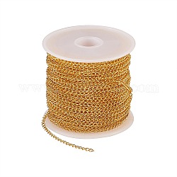 Latón retorcido cadenas, cadenas del encintado, soldada, con carrete, dorado, 3x2x0.45~0.5mm