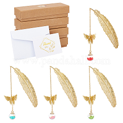 Nbeads стеклянный шар и 3d латунная бабочка кулон закладки, с бумагой благодарственная открытка и конверты, картонные коробки, золотые