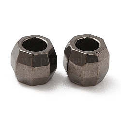 Messing-Abstandshalterkugeln, facettiert, Fass, Metallgrau, 3 mm, Bohrung: 1.5 mm